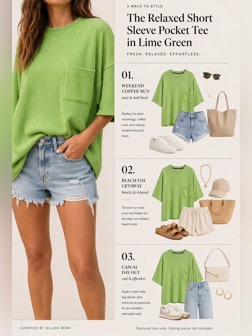 Relaxed Short Sleeve Pocket Tee in Lime Green